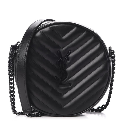 Saint Laurent Calfskin Matelasse Chevron Round Vinyle Camera Bag Black 1 of 12