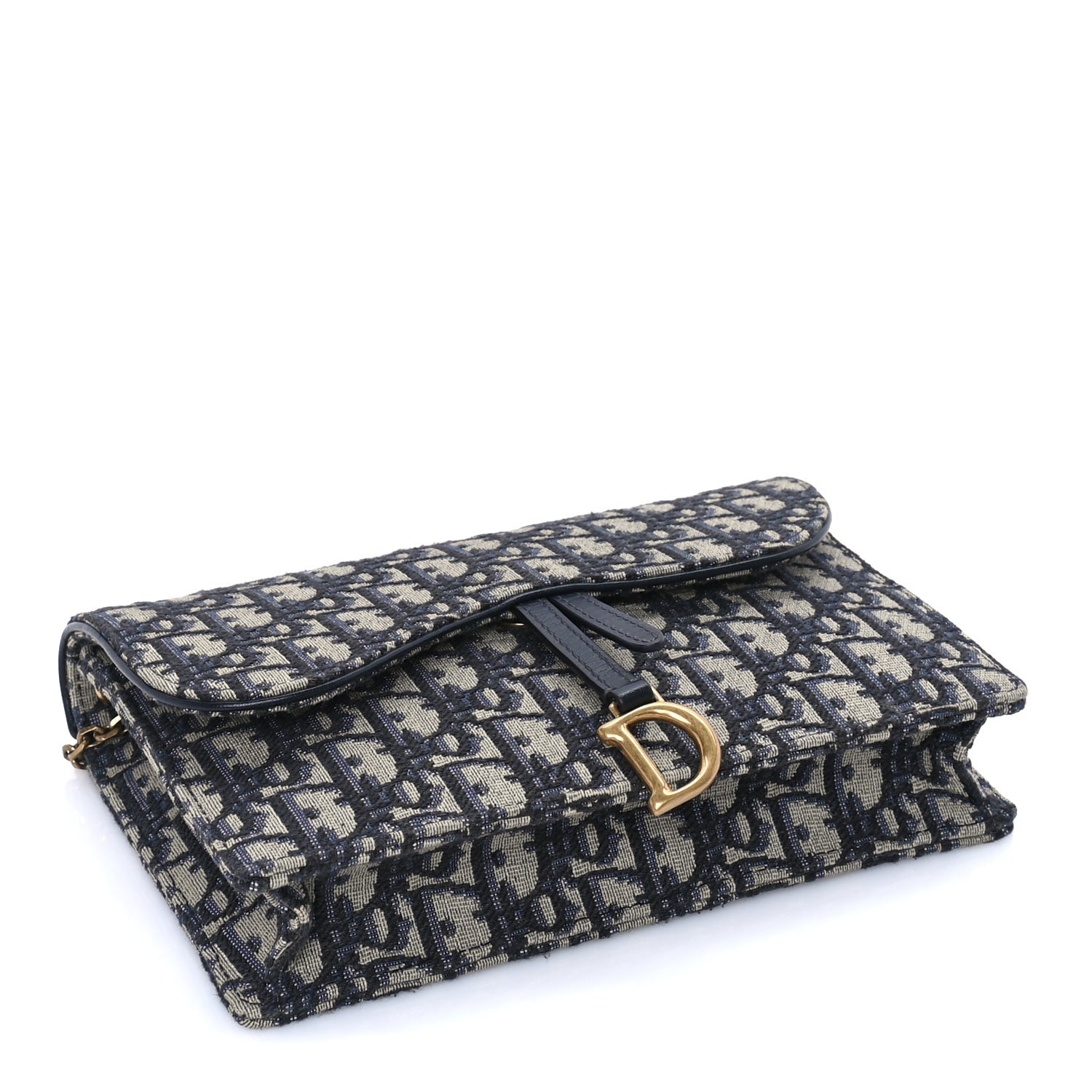 Christian Dior Oblique Saddle Chain Pouch  Blue 3 of 7