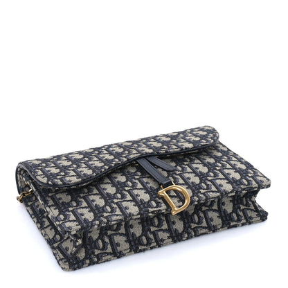 Christian Dior Oblique Saddle Chain Pouch  Blue 3 of 7