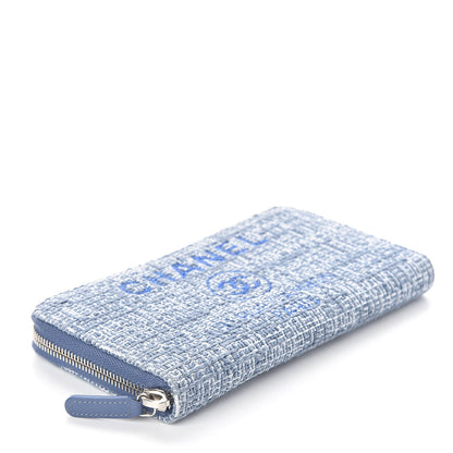 Chanel Canvas Deauville Large Zip Around Wallet Blue 4 of 8