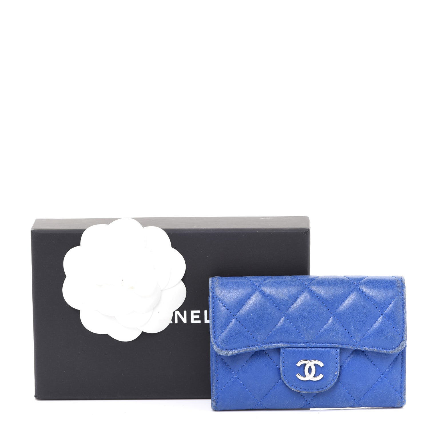 Chanel Lambskin Quilted Flap Card Holder Royal Blue 13 of 13