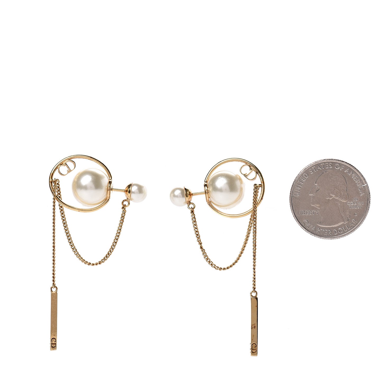 Pearl Tribales Dangle Chain Earrings Gold