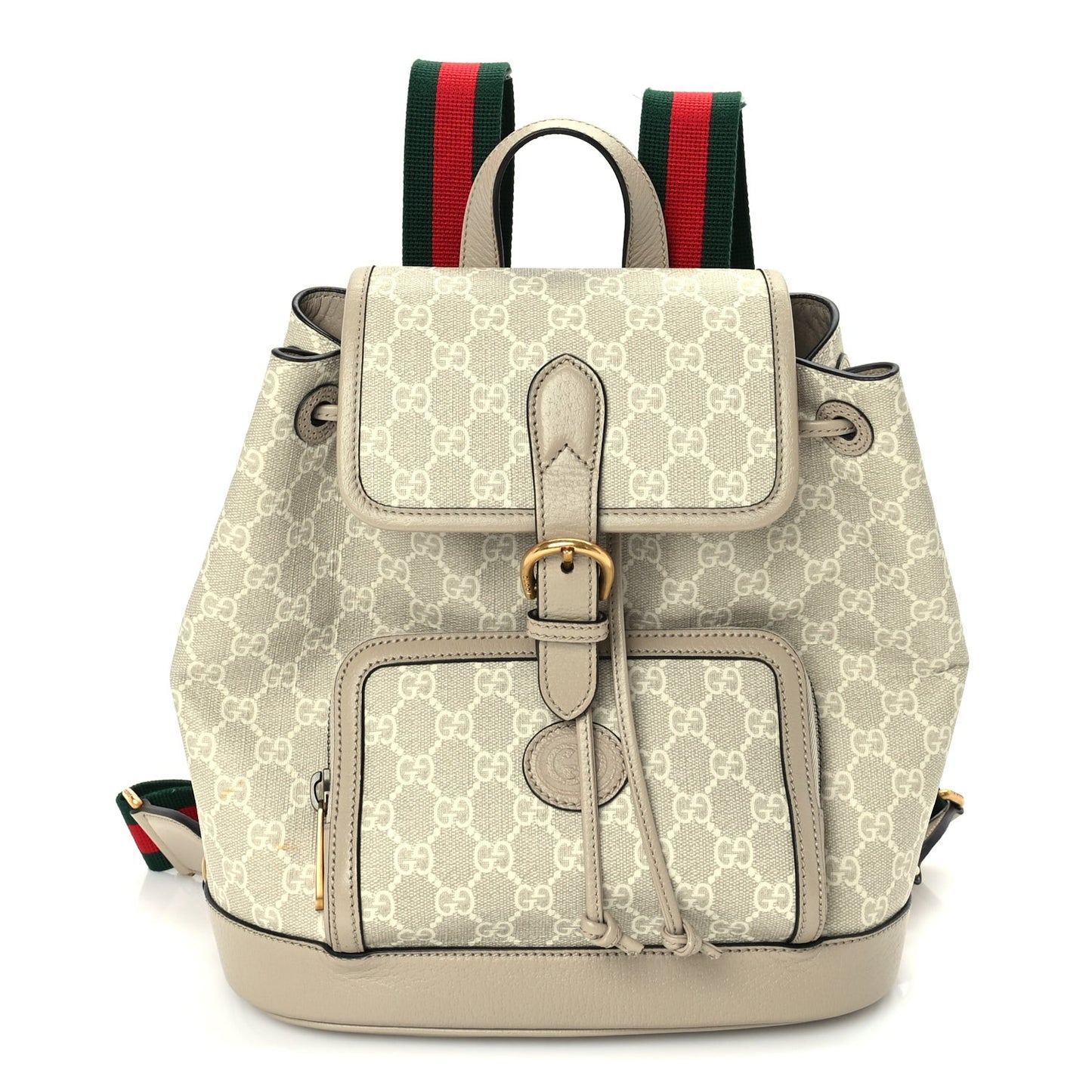 GG Supreme Monogram Azalea Calfskin Retro Interlocking G Buckle Backpack Beige Mystic White