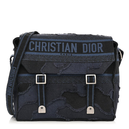 Christian Dior Canvas Embroidered Camouflage Diorcamp Messenger Navy 1 of 12