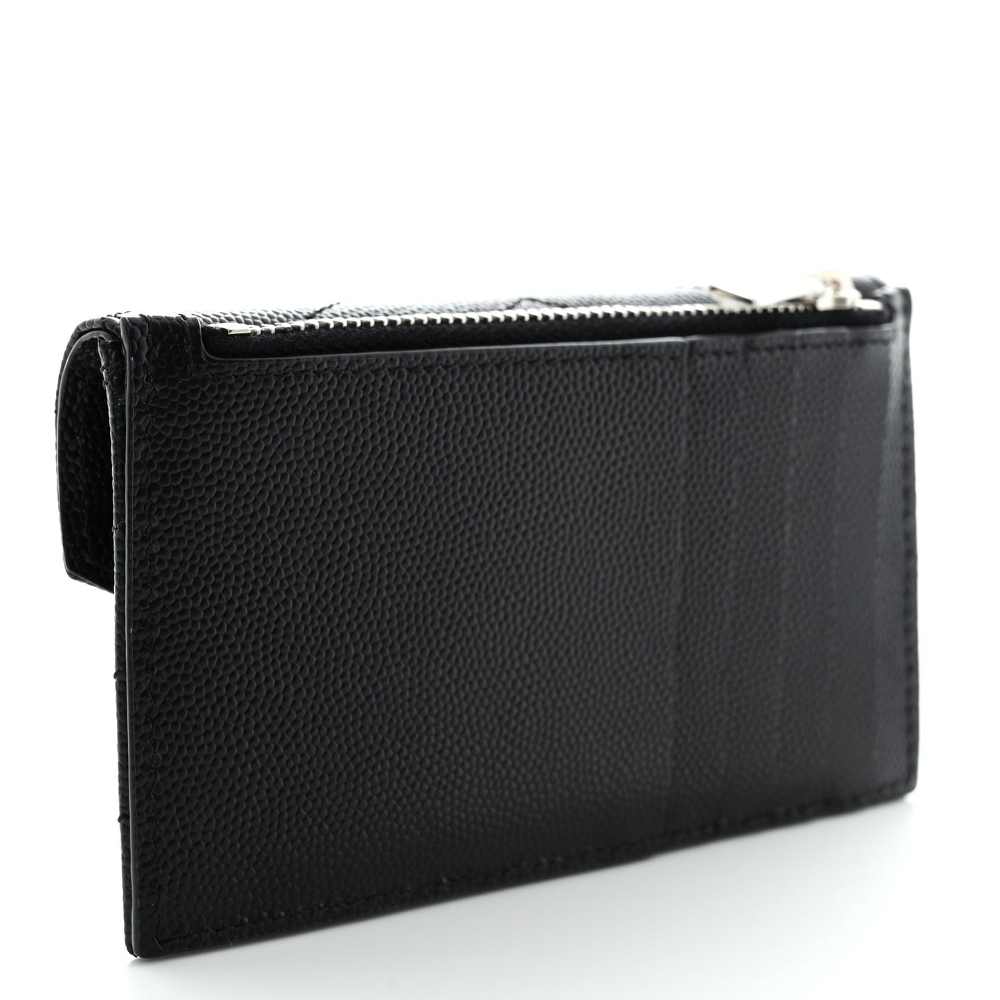 Grain De Poudre Matelasse Chevron Monogram Compact Wallet Black
