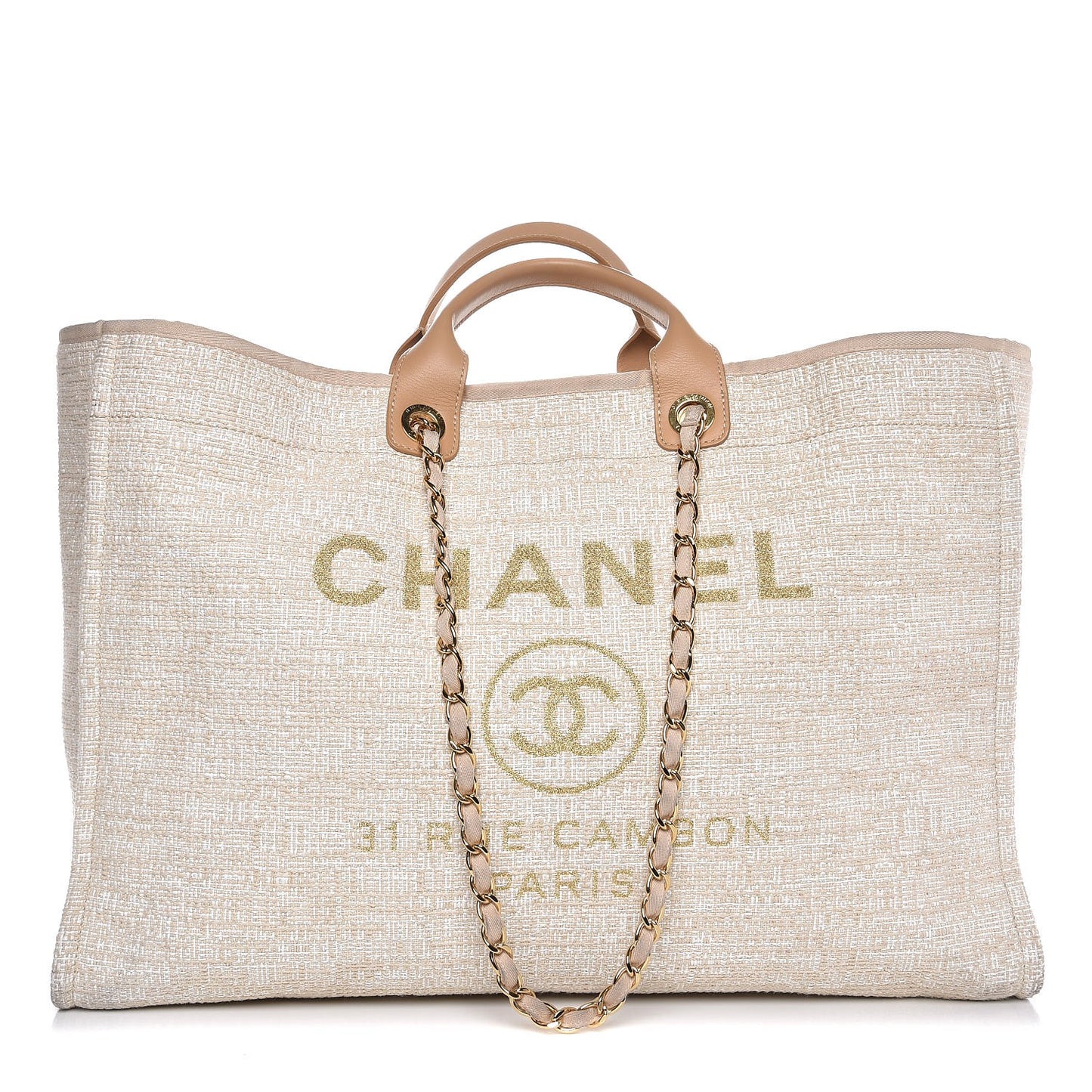 Canvas Extra Large Deauville Tote Light Beige