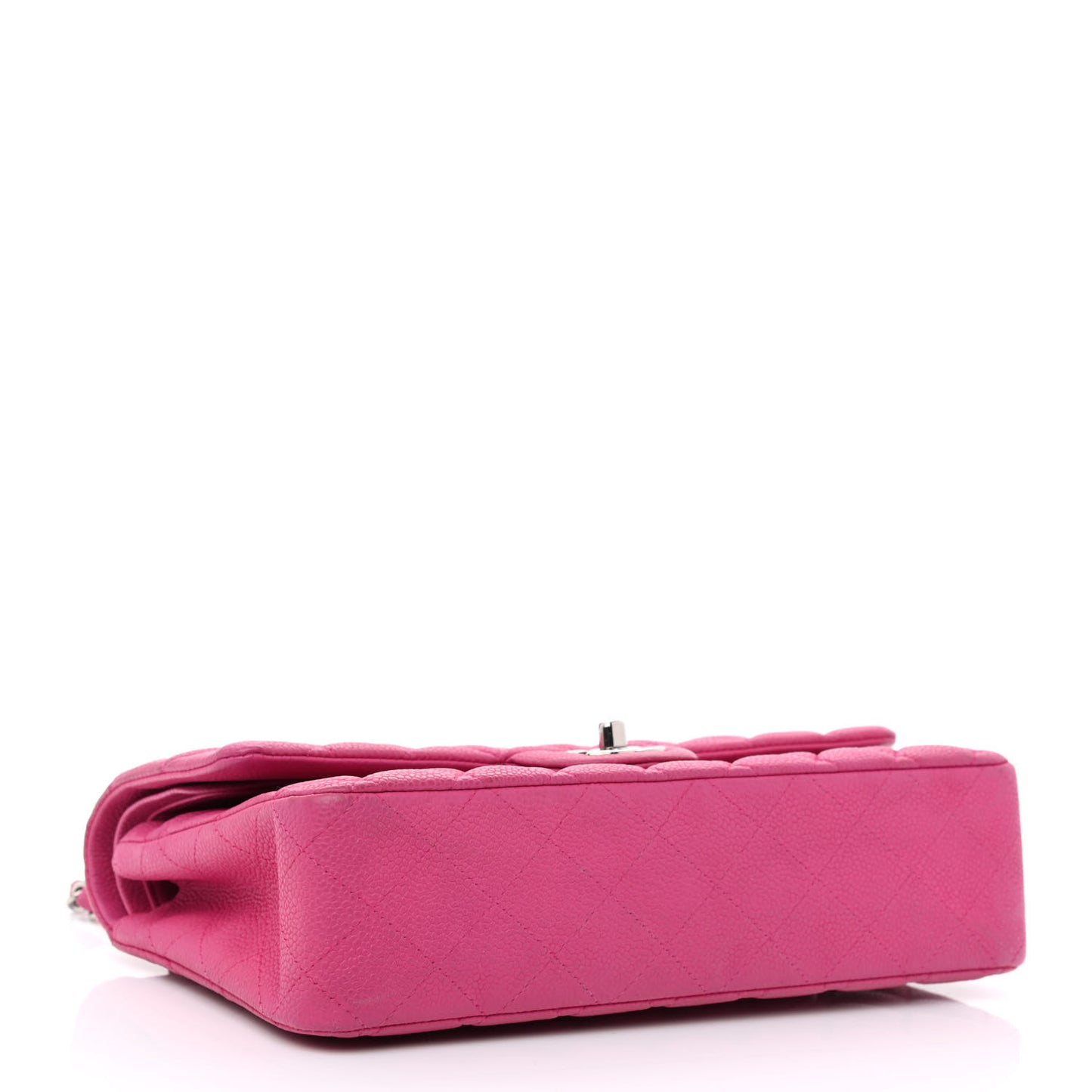 Iridescent Caviar Quilted Medium Double Flap Pink