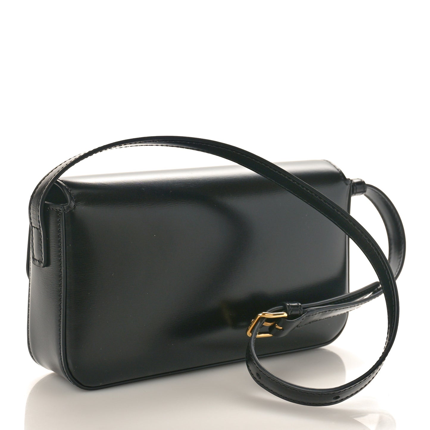 Shiny Calfskin Triomphe Shoulder Bag Black