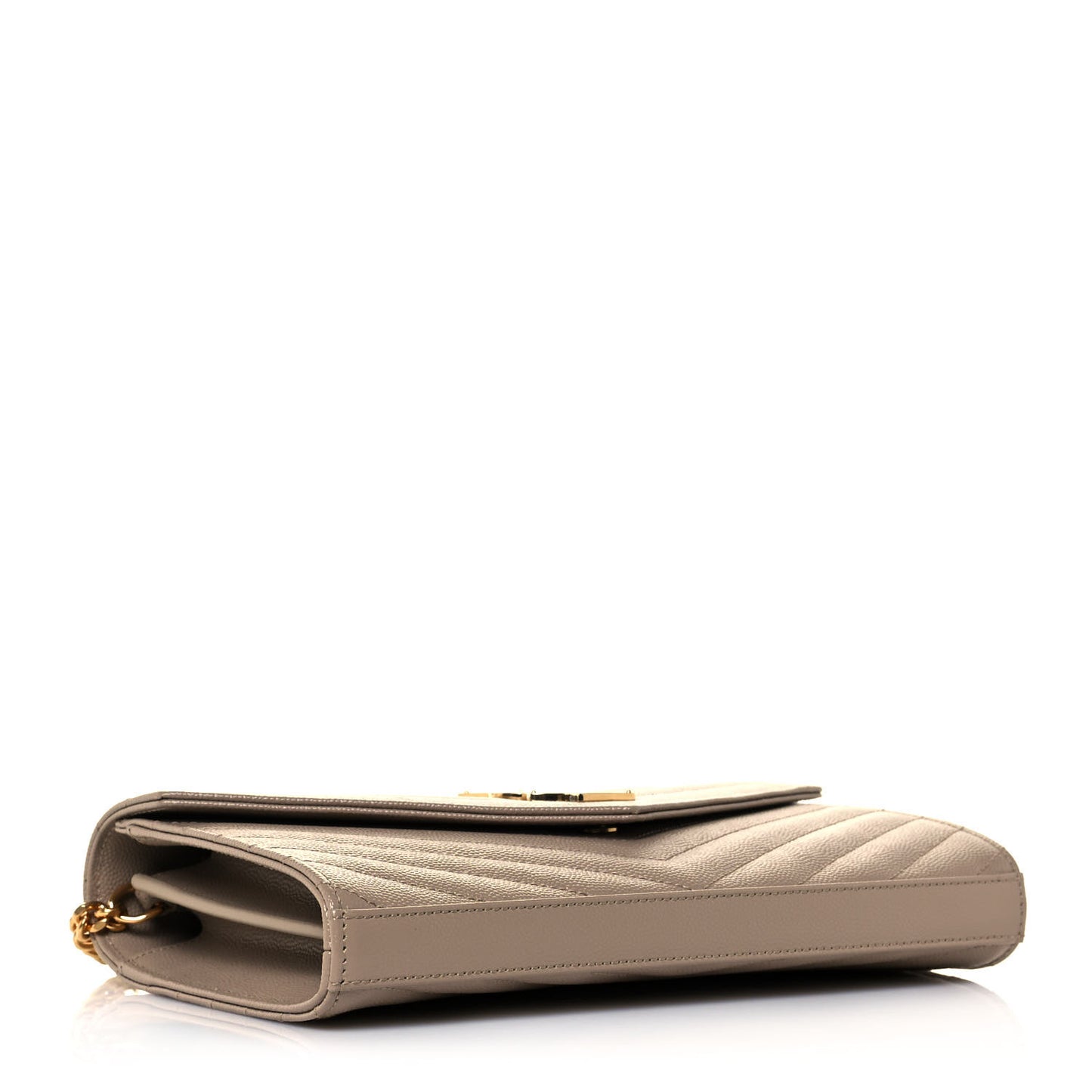 Grain De Poudre Matelasse Chevron Monogram Chain Wallet Deep Beige