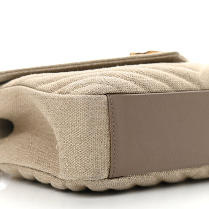 Saint Laurent Linen Quilted College Medium Chain Bag Taupe 11 of 12