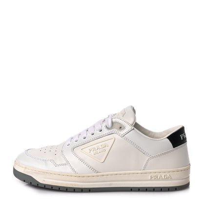 Prada Vitello Sport Spazzolato Rois Rubber Triangle Logo Perforated Womens District Low Top 30mm Sneakers 36.5 White 1 of 9
