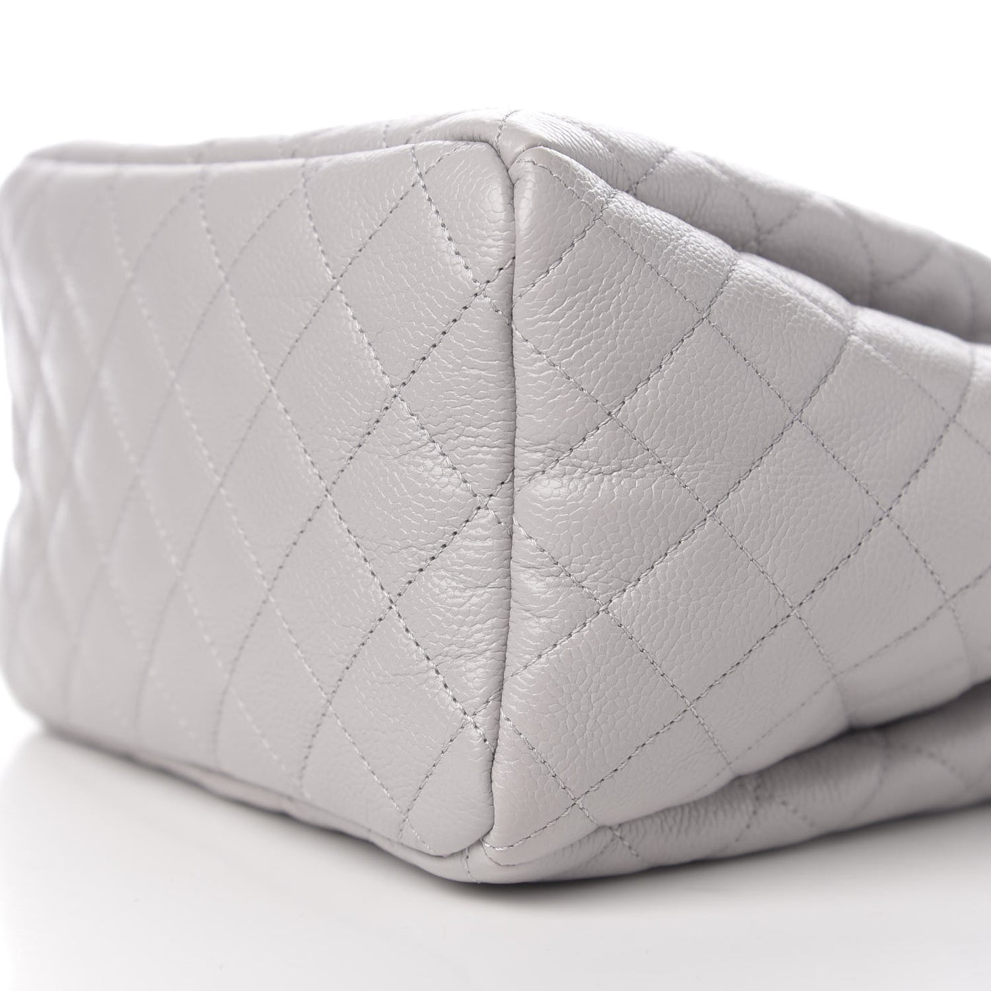 Caviar Quilted Small Chain Bucket Bag Light Gray