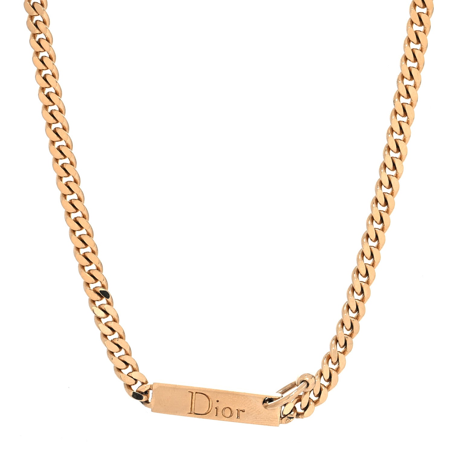 Christian Dior Logo Tag Necklace Gold 1 of 5