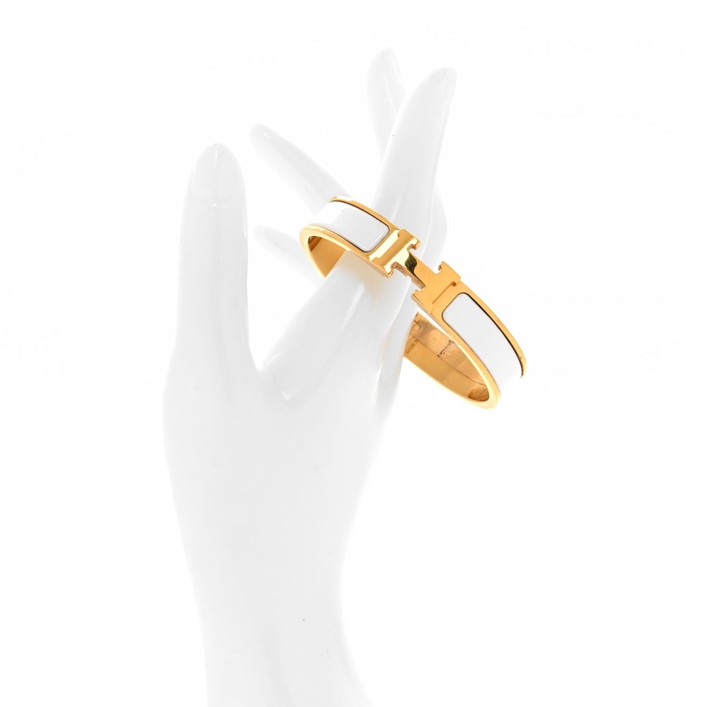 Enamel Narrow Clic Clac H Bracelet GM White