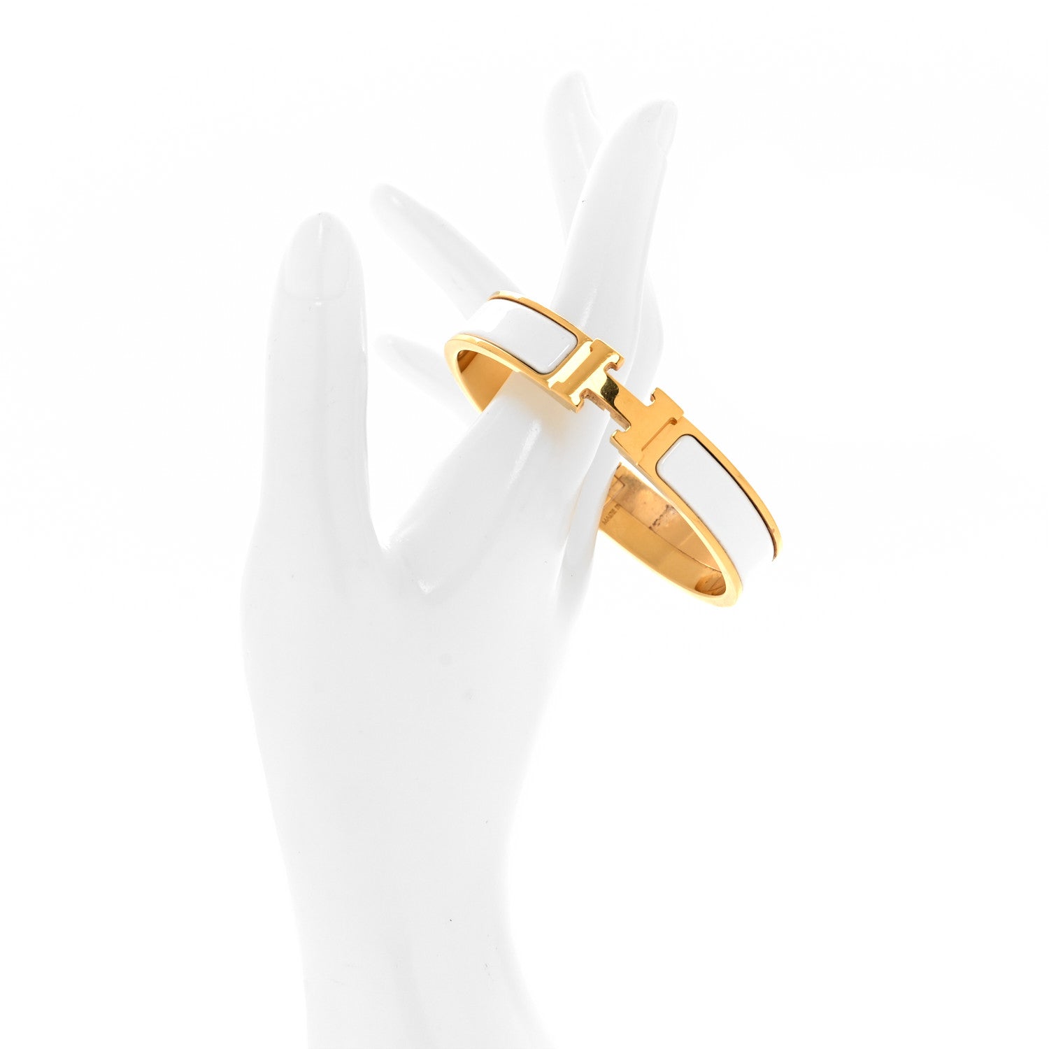 Hermes Enamel Narrow Clic Clac H Bracelet GM White 2 of 5