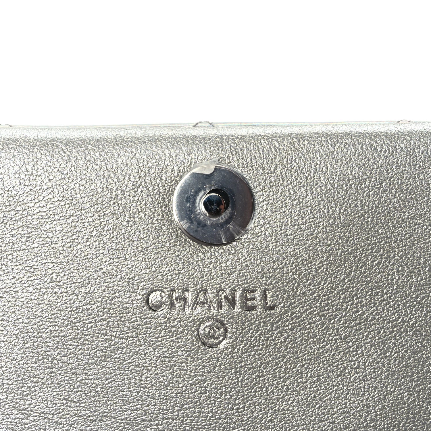 Chanel Iridescent Mirror Goatskin Quilted Clutch With Chain  Silver 5 of 9