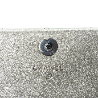 Chanel Iridescent Mirror Goatskin Quilted Clutch With Chain  Silver 5 of 9