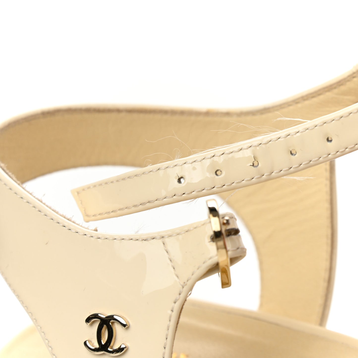 Patent Camellia Embossed Sandals 39.5 Ivory