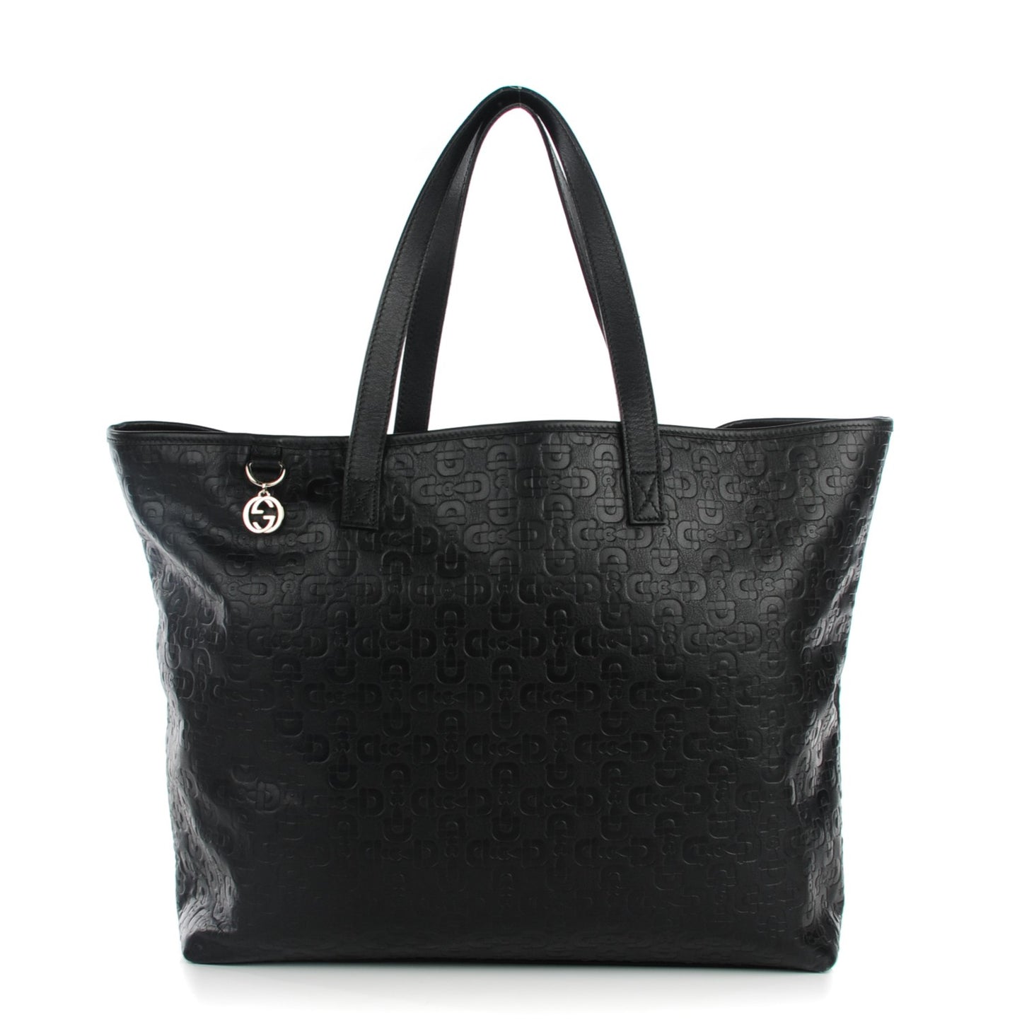 Calfskin Horsebit Embossed Large Tote Black