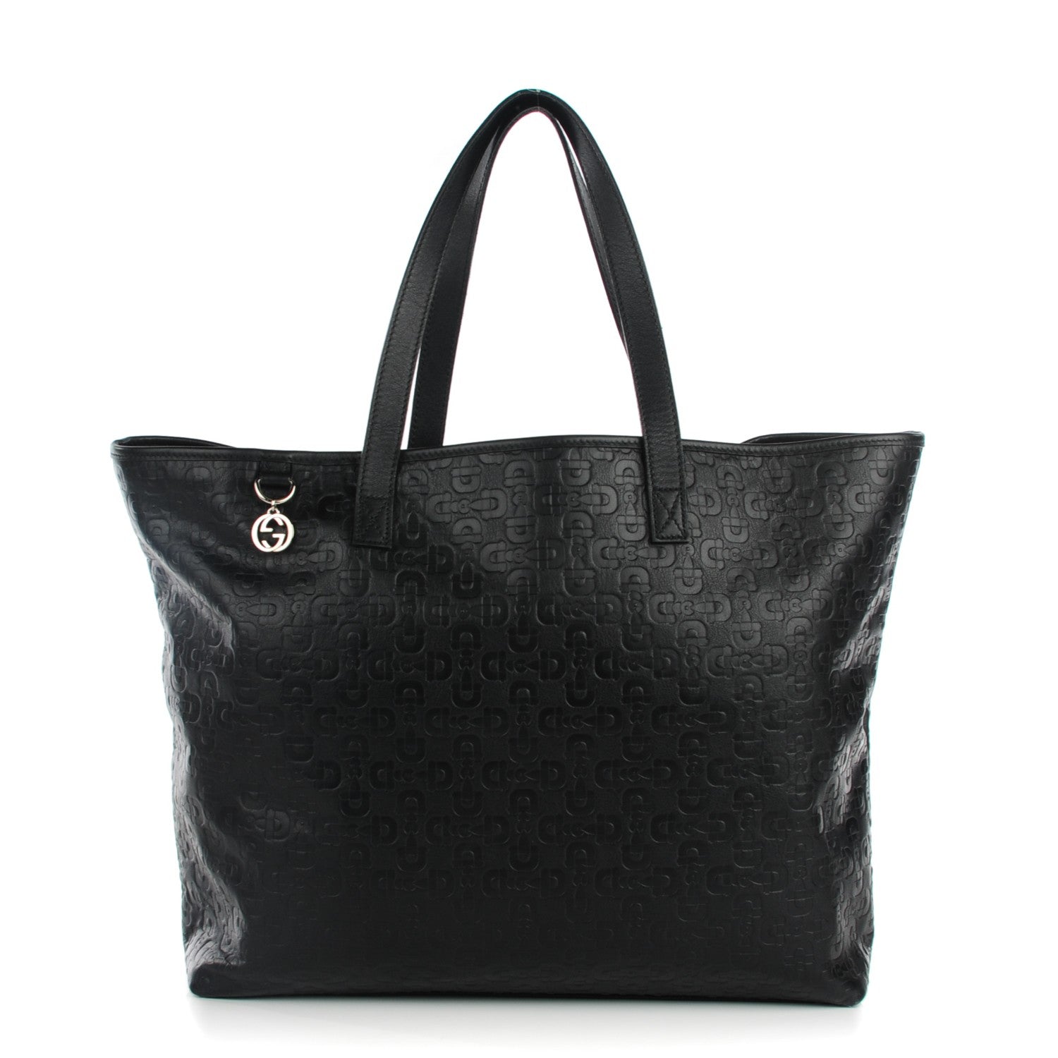 Gucci Calfskin Horsebit Embossed Large Tote Black 1 of 7
