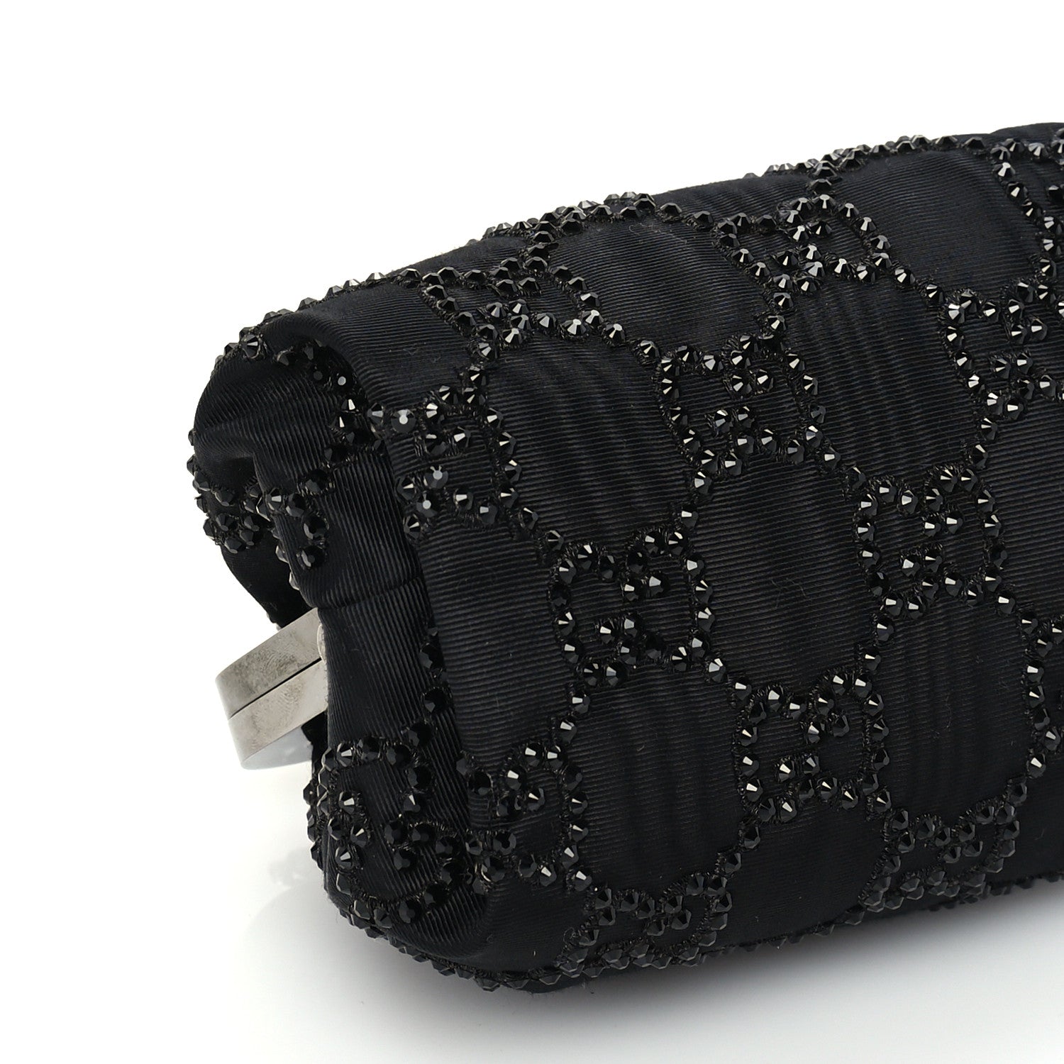 Gucci Metal Crystal GG Monogram Mini Crystal Bow Clutch Black 7 of 8