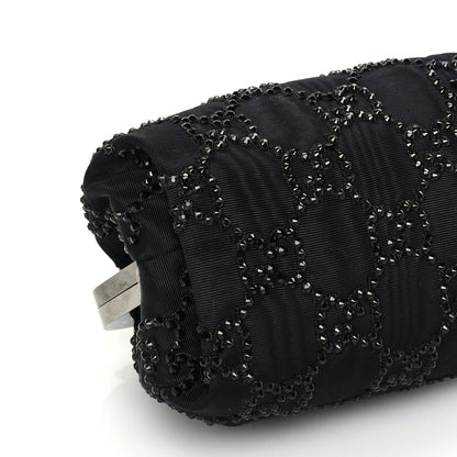 Gucci Metal Crystal GG Monogram Mini Crystal Bow Clutch Black 7 of 8