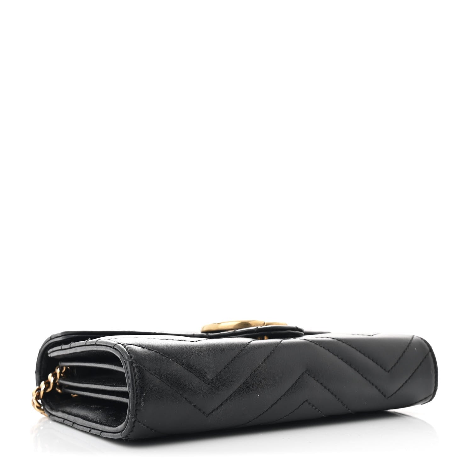 Gucci Calfskin Matelasse GG Marmont Chain Wallet Black 4 of 7