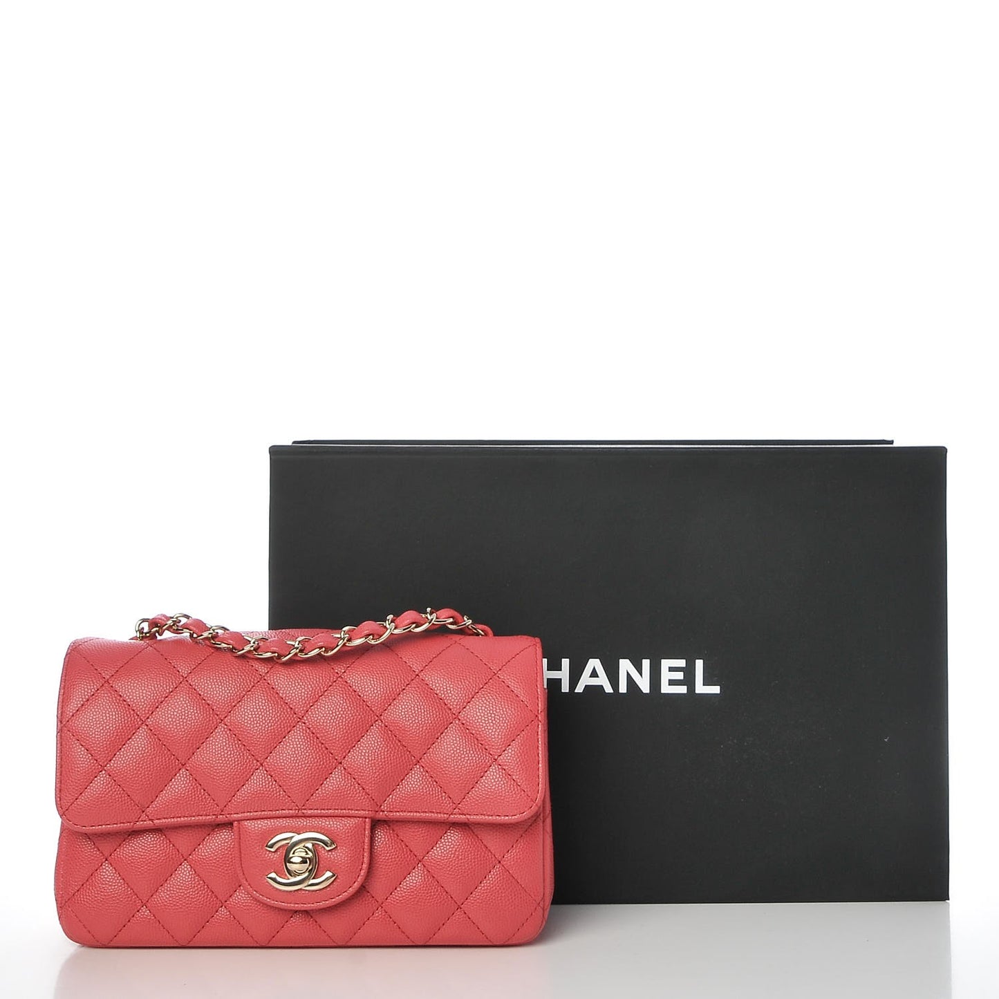 Caviar Quilted Mini Rectangular Flap Dark Pink