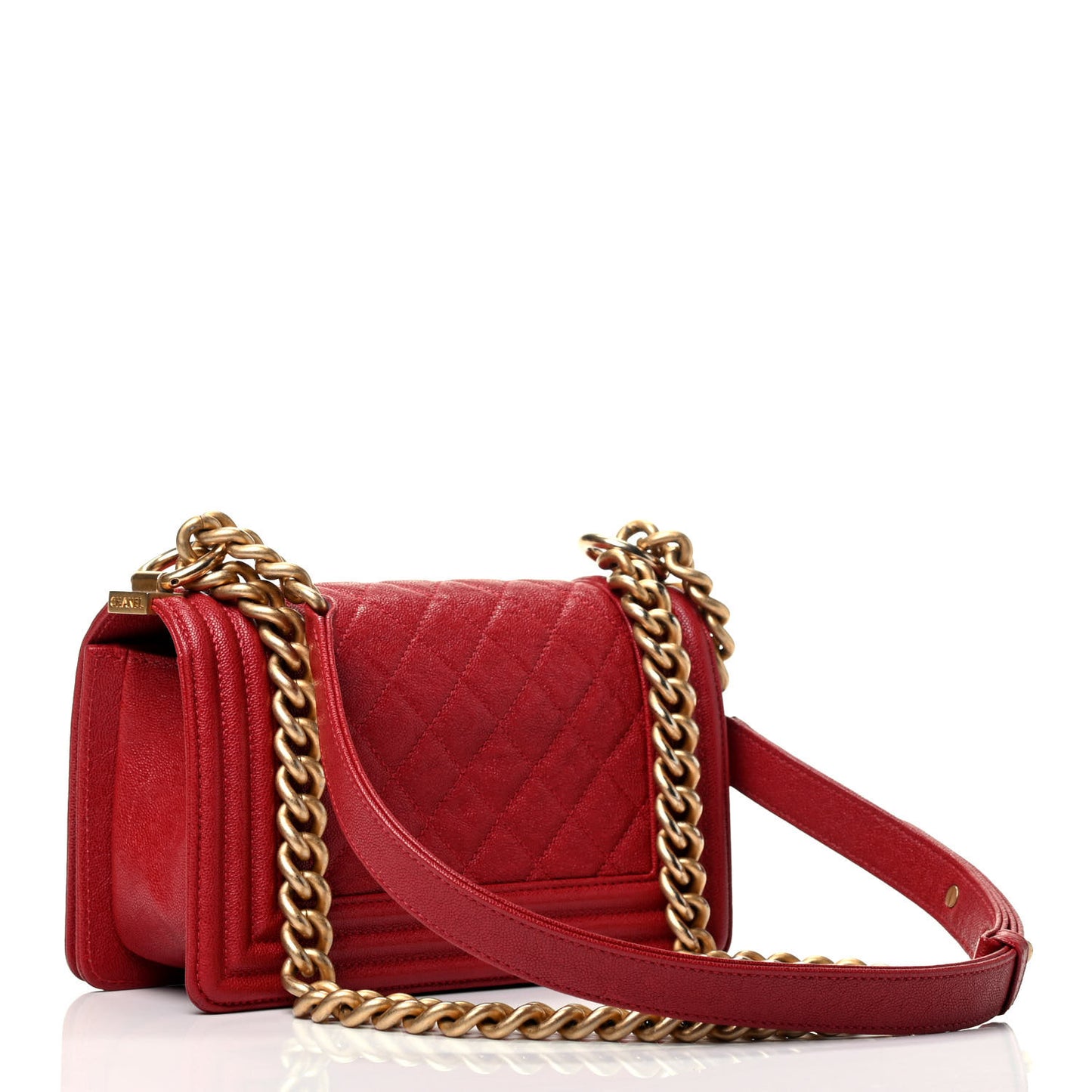 Caviar Quilted Small Boy Flap Red