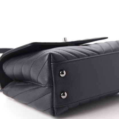 Chanel Caviar Chevron Quilted Mini Coco Handle Flap Dark Grey 7 of 12