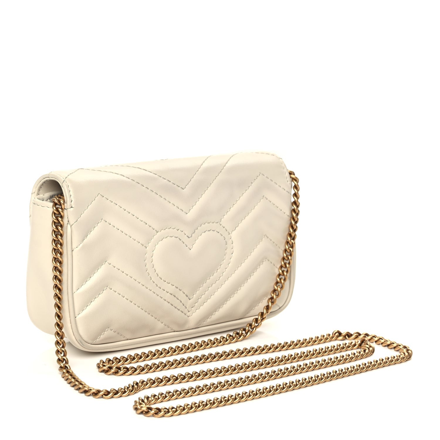 Gucci Calfskin Matelasse Super Mini GG Marmont Shoulder Bag White 3 of 11
