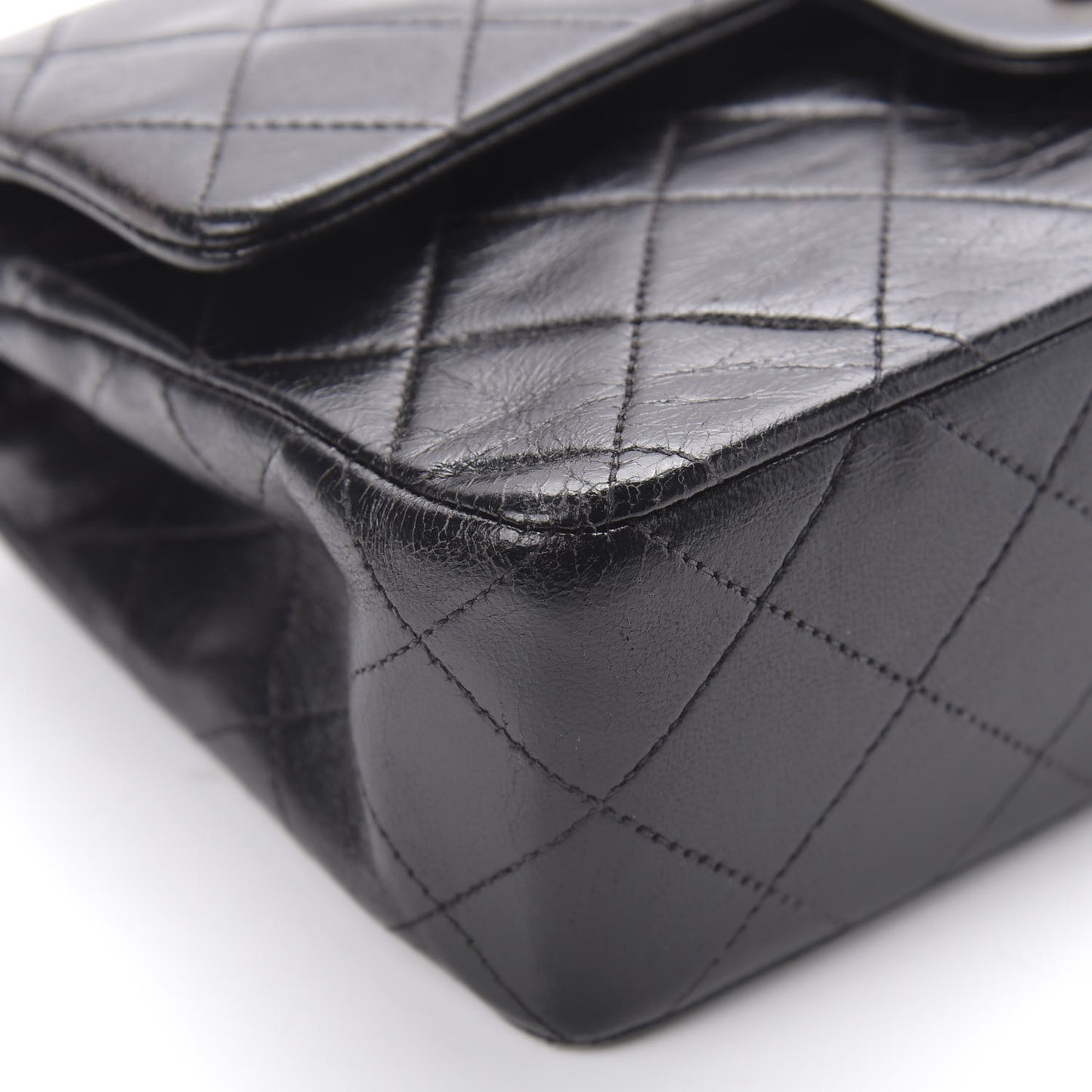 Lambskin Quilted Small Double Flap Black