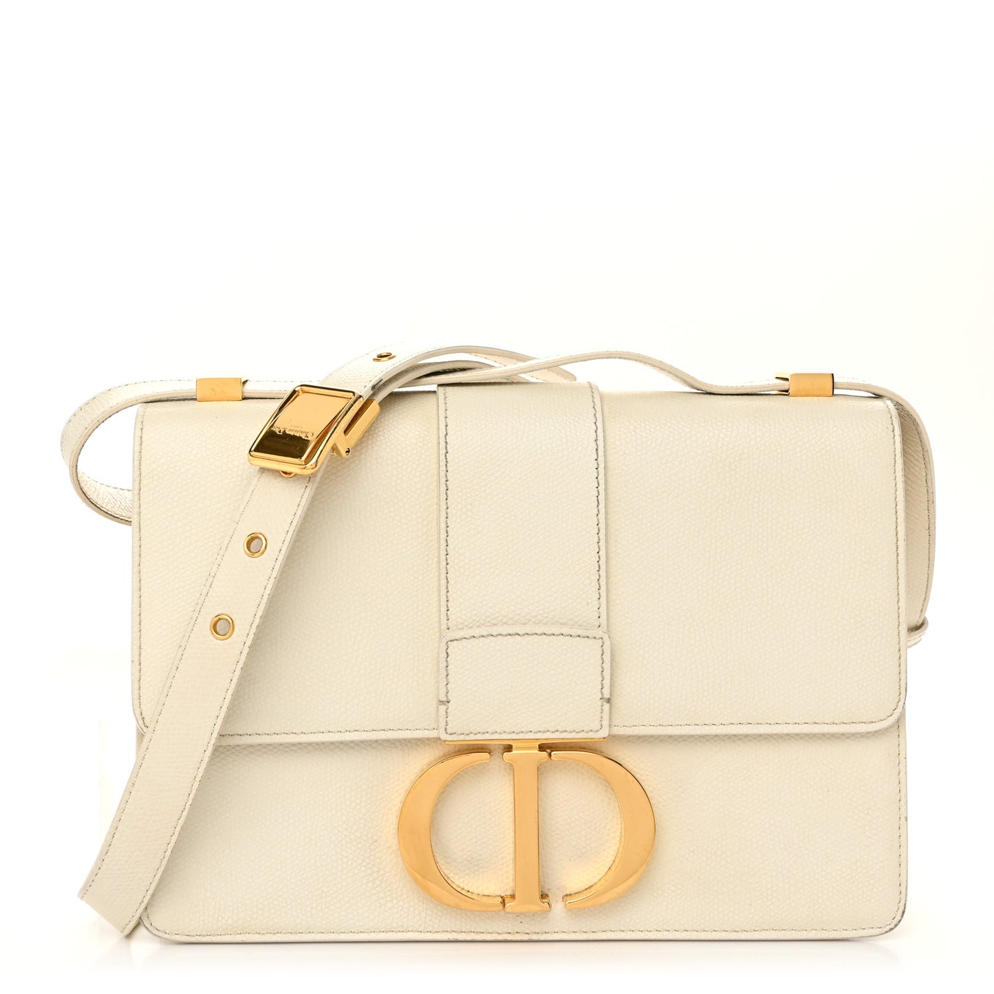 Grained Calfskin 30 Montaigne Flap Bag White