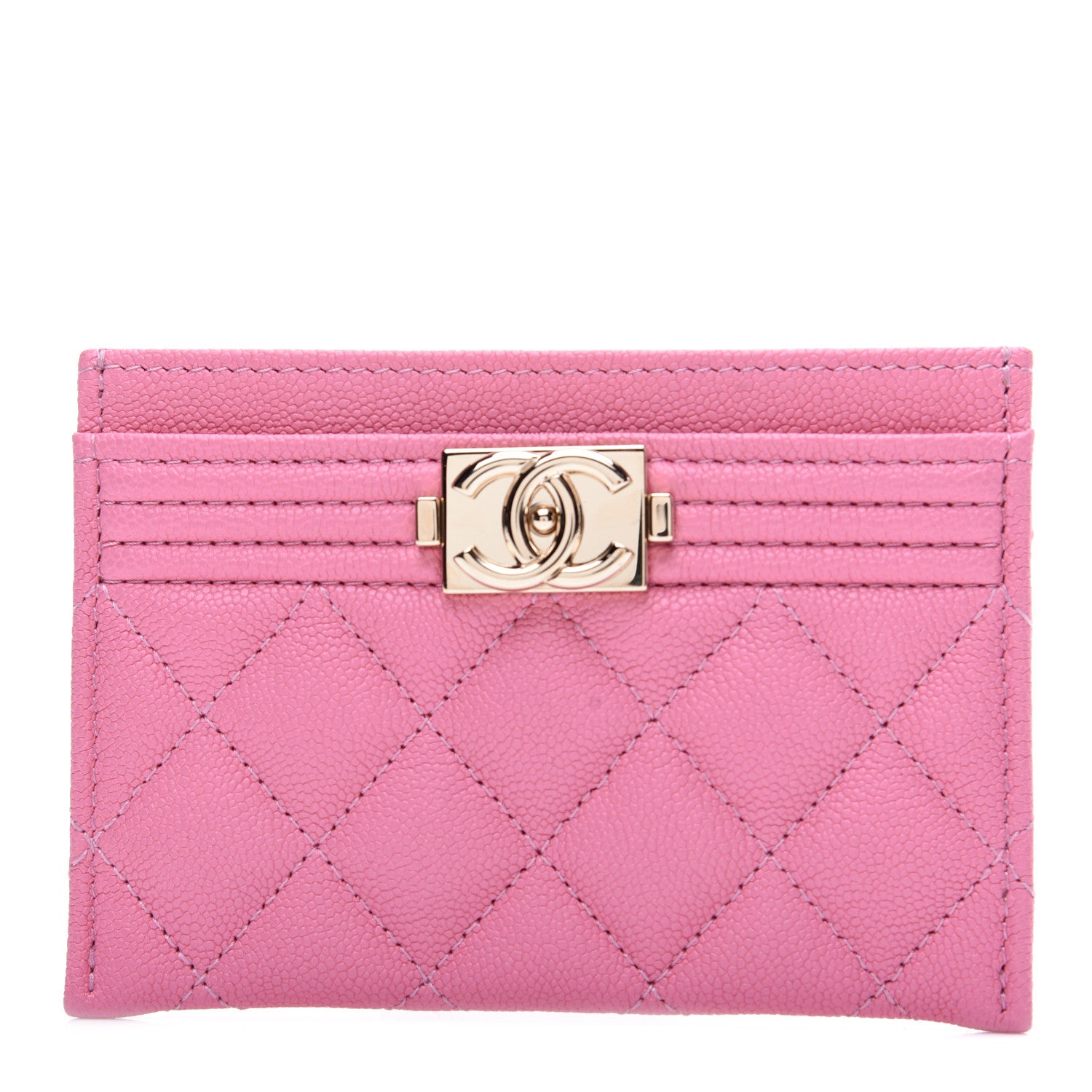Chanel Caviar Quilted Boy Card Holder Pink 1 of 10