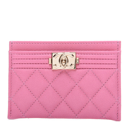 Chanel Caviar Quilted Boy Card Holder Pink 1 of 10
