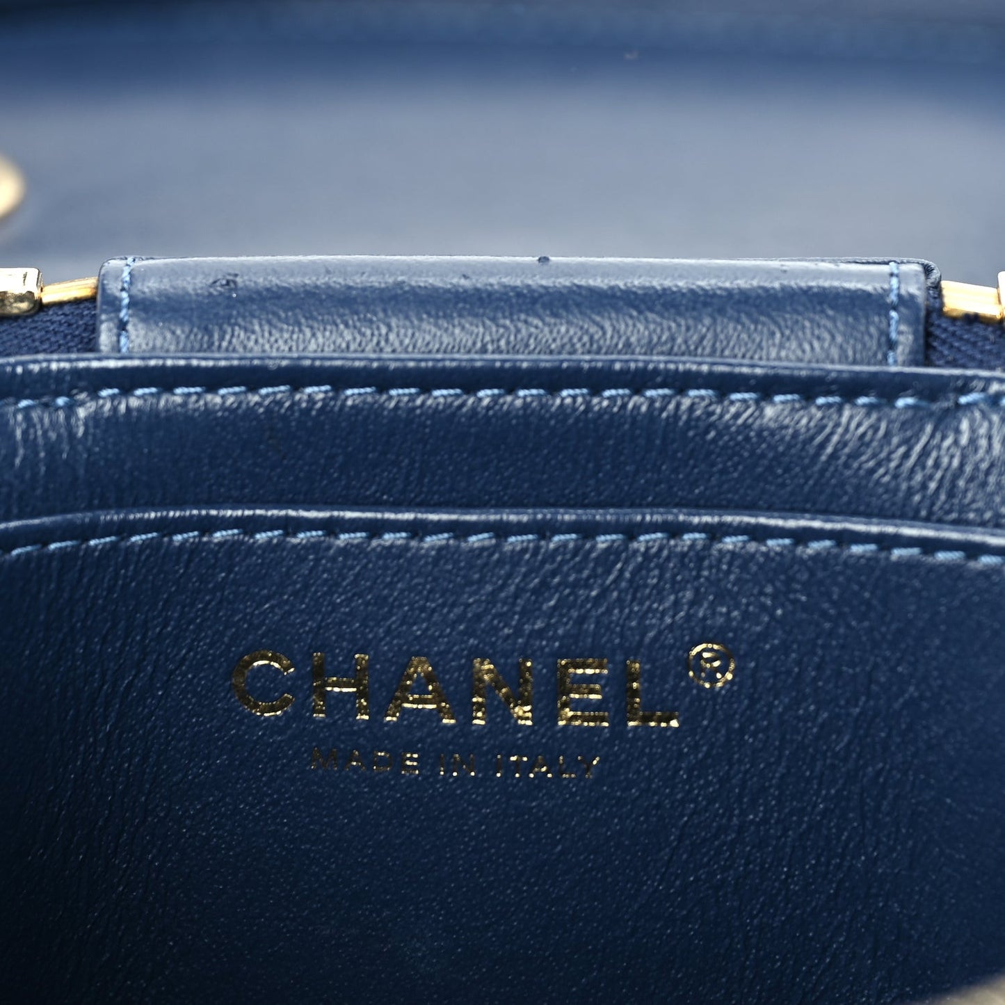 Lambskin Quilted Trendy Vanity Case Blue