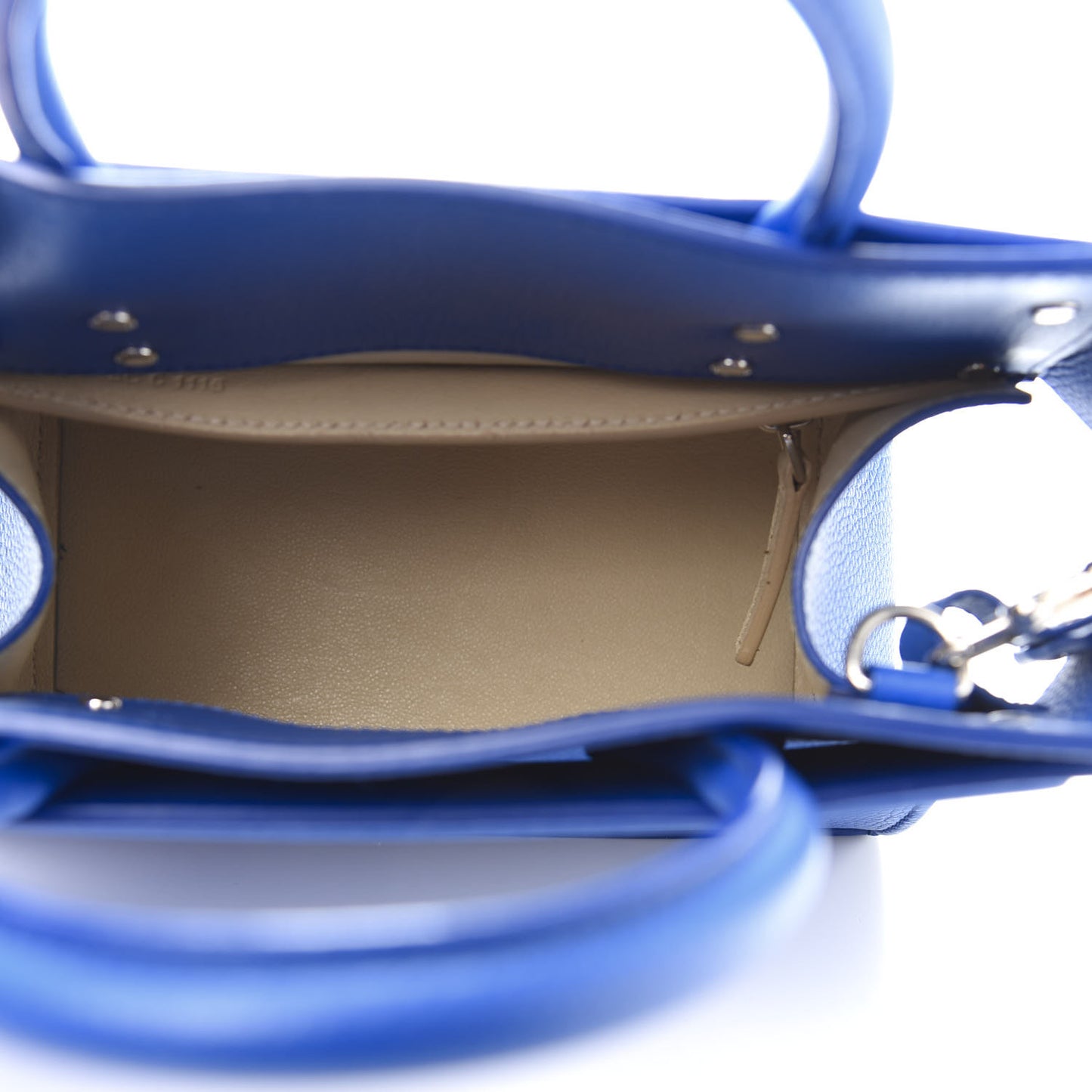 Grained Calfskin Mini Horizon Satchel Blue