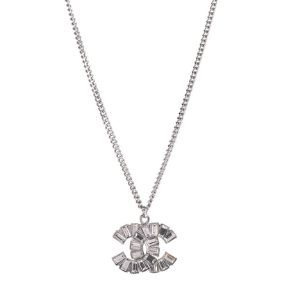 Chanel Baguette Crystal Large CC Necklace Silver 1 of 5