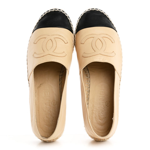 Lambskin CC Espadrilles 36 Beige Black