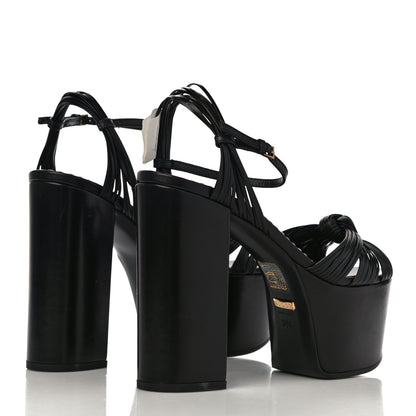 Gucci Malaga Kid Crawford Knotted Strap Platform Sandals 38.5 Black 3 of 12