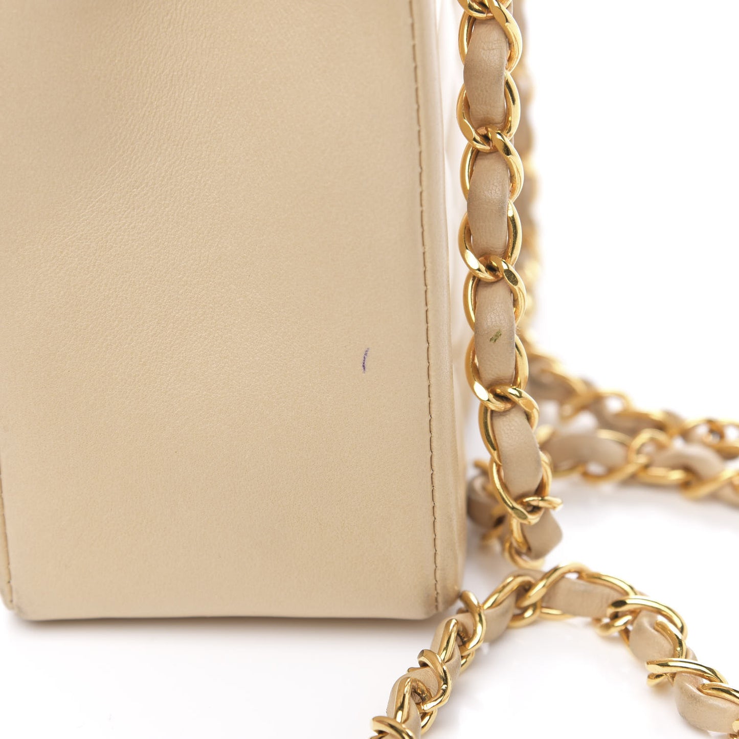 Lambskin Quilted Medium Single Flap Beige