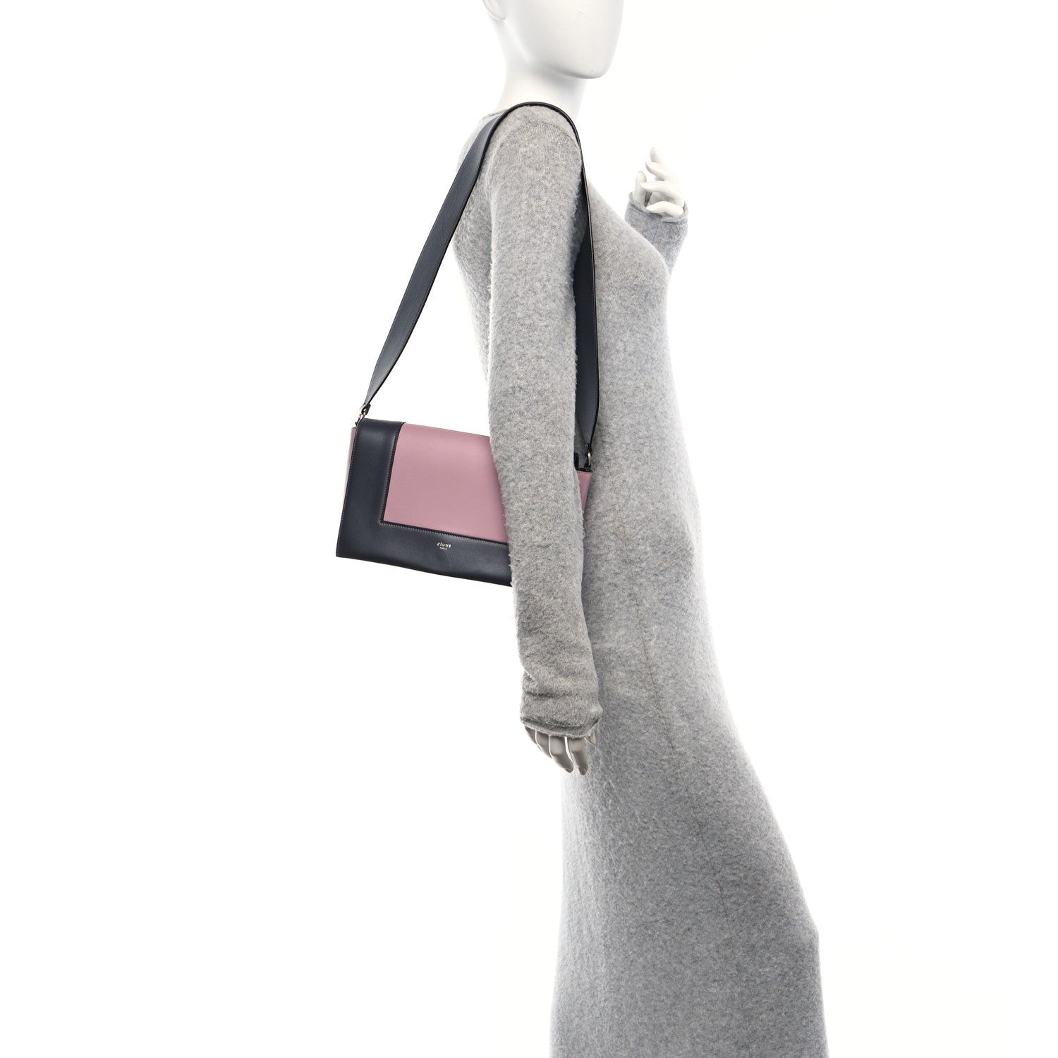 Celine Shiny Smooth Calfskin Medium Frame Shoulder Bag Liquorice Antique Rose 2 of 7