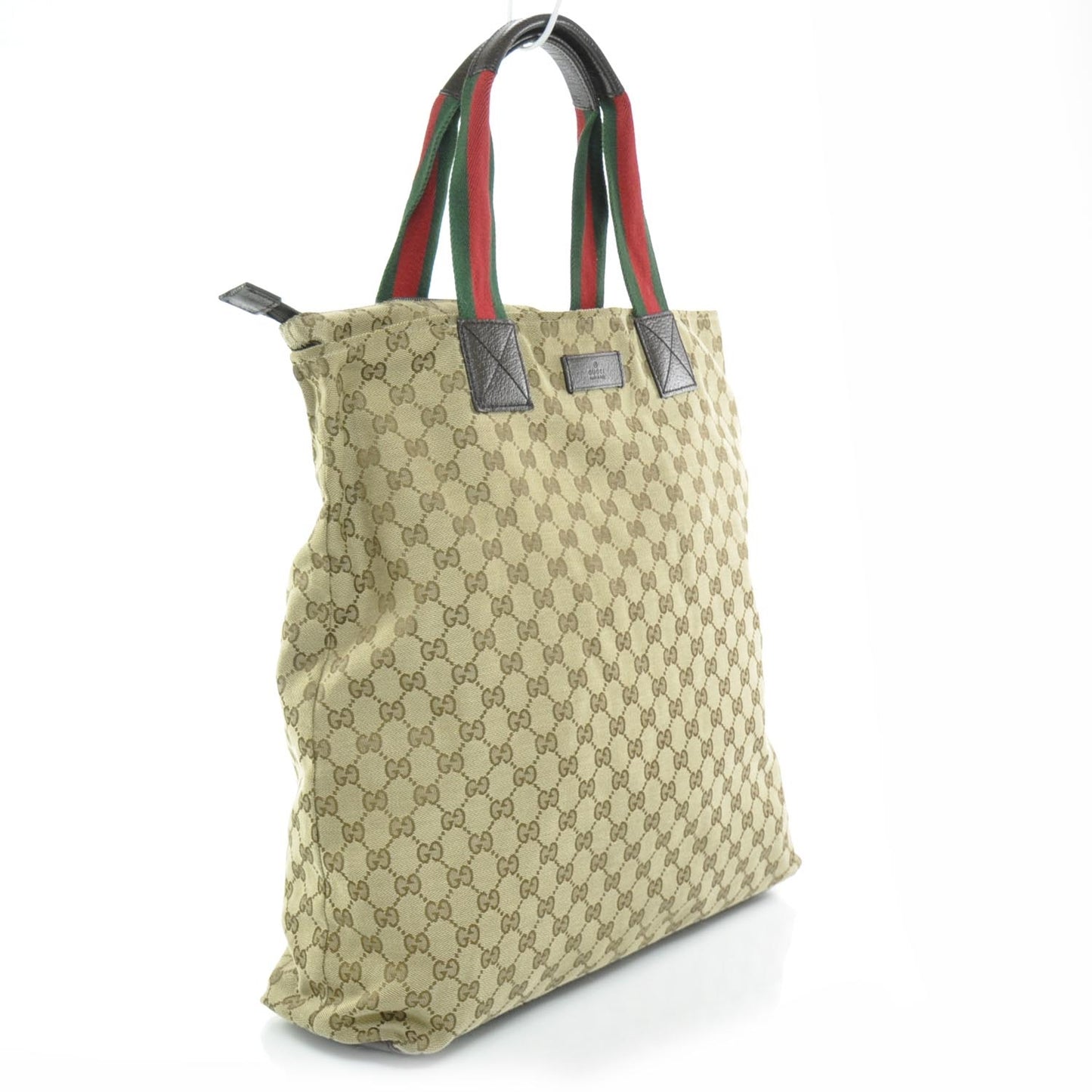 GG Monogram Large Web Handle Vertical Tote Dark Brown