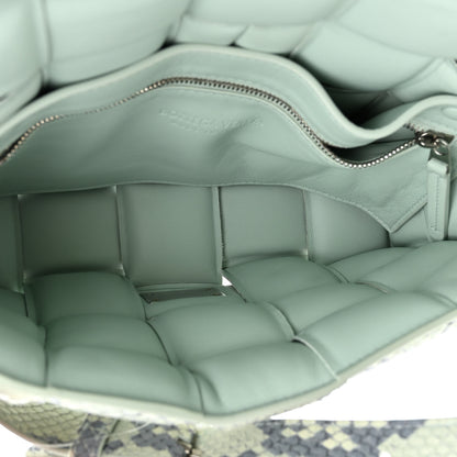 Bottega Veneta Goatskin Python Embossed Padded Cassette Crossbody Bag Dew Black Silver 5 of 10