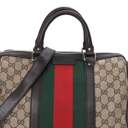 Gucci Monogram Selleria Calfskin Vintage Web Medium Boston Beige Ebony Cocoa Beige Ebony Cocoa 6 of 7