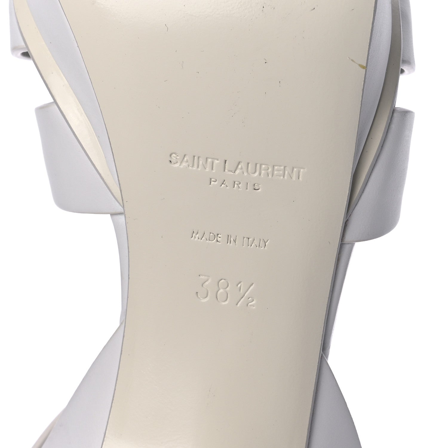 Saint Laurent Calfskin Tribute 75 Platform Sandals 38.5 White 8 of 10
