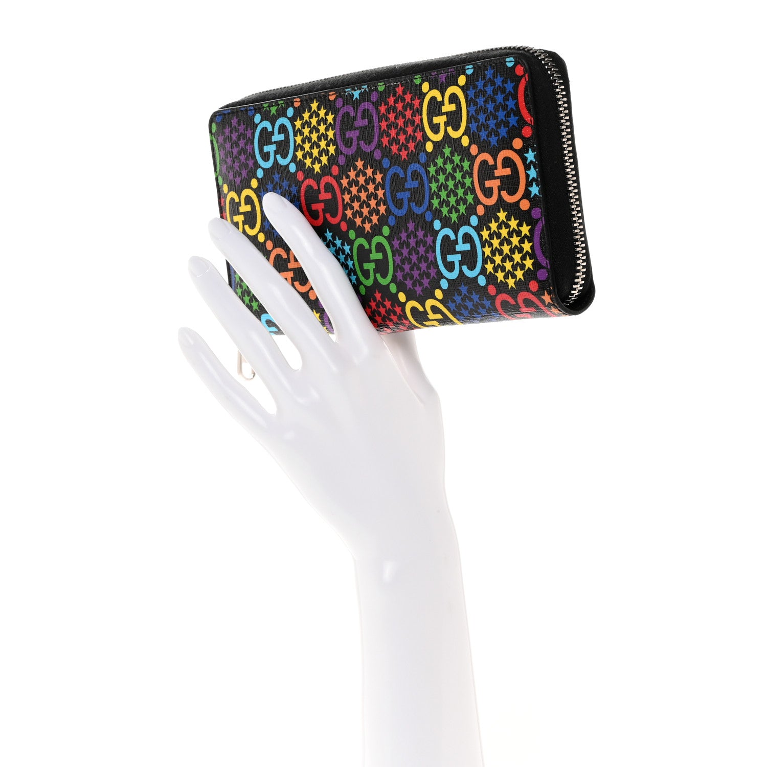 Gucci GG Supreme Monogram Psychedelic Zip Around Wallet Black Multicolor 2 of 8