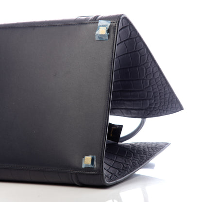 Celine Crocodile Embossed Nubuck Medium Phantom Luggage Navy Blue 8 of 9