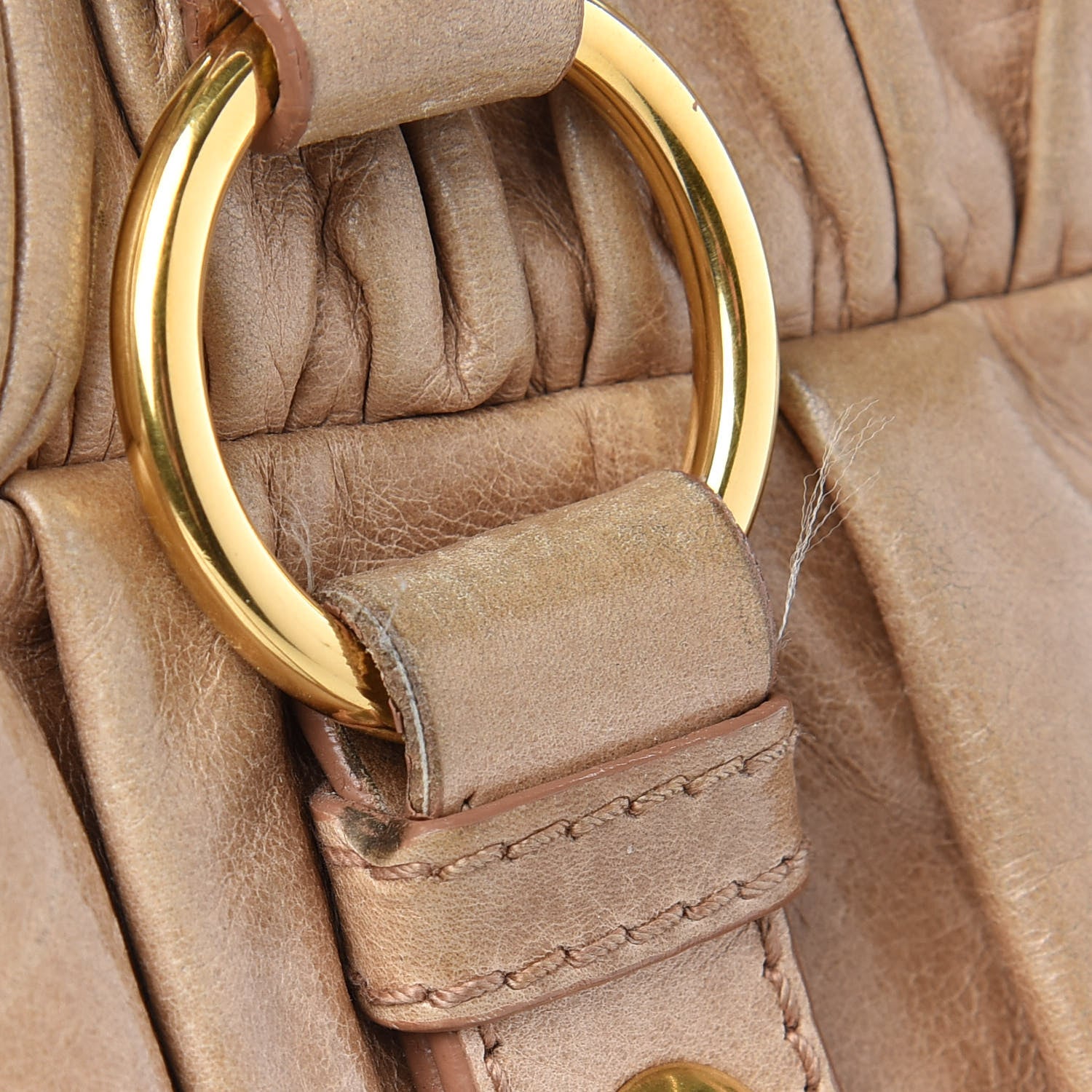 Miu Miu Vitello Lux Gathered Tote Beige 11 of 14