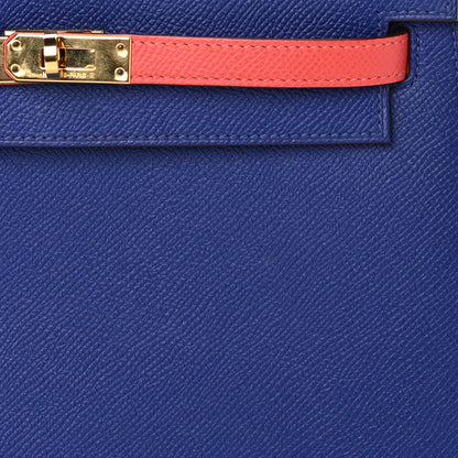 Hermes Epsom Bi-Color Horseshoe Kelly Sellier 25 Bleu Electrique Rose Jaipur 7 of 9